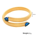 Bracciale Tubogas a forma di serpente placcato oro da 10 mm con pietre blu a forma di pera - Zirconia Blu Scuro