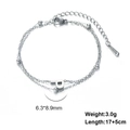 Double-layered silver stainless steel bead bracelet featuring a capital letter P pendant - Letter-P / Silver
