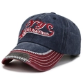 Berretto vintage in cotone lavato blu navy e bordeaux con ricamo NYC originale - Blu navy