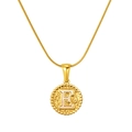 Gold stainless steel necklace with hammered letter E pendant on a sleek snake chain - Gold-Letter E (Snake Chain)