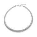 Adjustable silver titanium steel striped wide choker necklace in vintage minimalist style - Snake Chain Choker/12mm Width / Steel