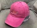 Detail of washed cotton baseball cap in rose pink with Jesus scripture embroidery - Rose Pink [Gradient Letters]