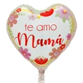 Heart-shaped foil balloon with white background and te amo Mamá floral design - 18 Inch Spanish Gradient Floral Heart Happy Mother's Day (TX104)