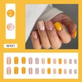 Orange and pink glitter square press-on nails set with vibrant striped textures - Vibrant Orange Style (W981) / Glue Type