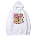 Felpa con cappuccio bianca Mama Est 2025 con stampa floreale su sfondo bianco - S / Bianco