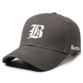 Dark grey baseball cap with white gothic B embroidery and Boston text on the side - Adjustable / Gray