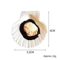 Realistic PVC scallop keychain model in ivory and brown, measures 6cm by 5.5cm - Sauced Scallop-Model