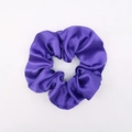 Deep purple satin scrunchie with silk-like sheen and elastic hair tie design - Deep purple
