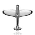 Polished silver alloy airplane brooch with a sleek 3D metallic reflective finish - Silver/Propeller Plane
