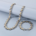 Conjunto de collar y pulsera de cadena bizantina bicolor en oro y plata hip hop - Pulsera 20CM / Oro y Plata