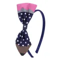 Pencil-shaped bow headband in navy blue polka dot fabric for school season - Navy Polka Dot Pencil Headband