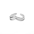 Silver punk braided open ring with double-layered V-shape design and hammer texture - Adjustable Open / White Gold-Double Layer V-Shape
