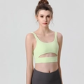 Light green high-impact sports bra with front cutout and wide straps for yoga and fitness - S / Grass Green
