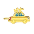 Golden NYC taxi pendant with blue and red crystals for custom jewelry making - Gold NYC Taxi Car Charm