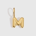 High quality 14K gold plated 3D bubble letter M pendant charm for DIY jewelry crafts - Letter M / Gold