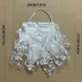 Barbe de Père Noël frisée blanche montrant les dimensions 20cm largeur et 36cm longueur - 40g Barbe de Père Noël Blanche Bouclée