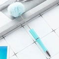 Light blue DIY beaded ballpoint pen featuring a matching large soft faux fur pom-pom topper - Candy Blue