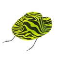Neon yellow zebra pattern jazz hat with black stripes and adjustable chin strap - One Size / Black and Yellow Zebra