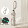 Off-white automatic umbrella with windproof double-rib design and U-shaped handle - 20-ribbed Double-sized Umbrella With A Diameter Of 105cm And A Press-button Handle - Wutongmi / Gift Box Not Included