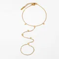 Elegant gold-plated stainless steel slave bracelet with five delicate star charms - Star Hand Chain Gold (KB035)