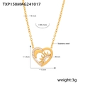 Collana cuore dorata in acciaio inossidabile con intaglio sole-luna e zirconi - Collana Cuore Sole Oro