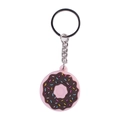 Portachiavi a forma di ciambella rosa e cioccolato in PVC con zuccherini colorati e anello - Marrone
