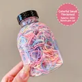1000pcs pack of macaron color thin elastic hair bands in a transparent bottle - Small Thickened Colorful 1000 Pcs (Jar)