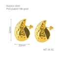 Waterdrop 18K gold plated stainless steel earrings with textured hammered finish - Gold Hammered (ZX1212)