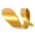 Polished 18K gold plated stainless steel geometric ring with white enamel finish - 18K Gold Streamlined Ribbon (X727)