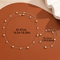Golden heart and faux pearl necklace and bracelet set with dimensions for women - Gold