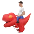 Inflatable adult red T-Rex dinosaur costume with blue rider legs for party decor - Riding Big Head Dragon Red / One Size