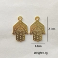 Golden stainless steel Hamsa hand pendant with size 2.1cm and weight 1.1g for DIY jewelry - 12 Eye Hamsa Palm