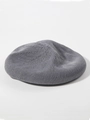 Classic grey knitted linen beret hat for women with breathable mesh texture - Adjustable / Gray