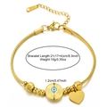 Dettaglio del bracciale occhio greco placcato oro 18K con ciondolo a cuore e dimensioni - Stile Malocchio (B02692G)