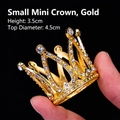 Miniature gold crown cake topper with sparkling crystals, 3.5cm height size accessory - Small Mini Crown Gold