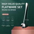 Polished stainless steel round ice spoon variant, size 18.3cm by 3.4cm, weight 22g - Round Ice Spoon