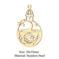 Macro shot of gold stainless steel eye bottle pendant with size 20x32mm dimensions - Gold Mystical Potion Bottle (LA702-2)