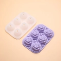 Violette Silikonform für 6 Rosen-Eiswürfel mit lichtdurchlässigem weißem Deckel - Lavendel