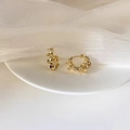 Elegant 18K gold-plated twisted hoop earrings with a spiral texture for women - Gold Spiral Ear Buckle