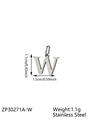 Golden titanium steel letter W pendant with 1.1cm height and 1.5cm width dimensions - Letter-W / Steel