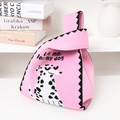Pink knitted tote bag with dalmatian dog pattern and love me love my dog slogan - Pink Dalmatian Dog