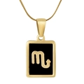 Scorpio zodiac square pendant on golden snake chain necklace with black inlay detail - Scorpio / Black