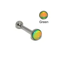 Green iridescent oil drip tongue barbell ring made of durable stainless steel - 1.2x14x5x7mm / Green