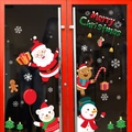 Removable Merry Christmas window stickers with Santa Claus and reindeer cartoon patterns - Red Frame Glass Door Cartoon Group Style (SR-8)