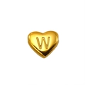 Gold heart-shaped pendant with letter W engraving for DIY necklace and bracelet - Letter W Style (S-P143-W)