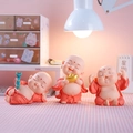 Three cute little monk resin figures in orange robes for creative desktop decoration - Medium Little Monk Collection (W1222-2)
