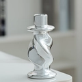Portacandele nordico in ceramica argento con finitura metallica galvanizzata lucida - Candeliere a Spirale / Argento placcato