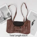 Brown vintage faux leather waist cincher vest with metal buckles and shoulder straps - Coffee (83cm)