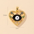 Golden heart-shaped Evil Eye pendant with colorful gemstones, measuring 2.4cm by 2cm - Gold Heart Eye Multi-colored Gem Pendant (10)
