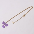 Collier nœud en perles MIYUKI violettes avec chaîne ajustable en acier inoxydable doré - Nœud / Violet